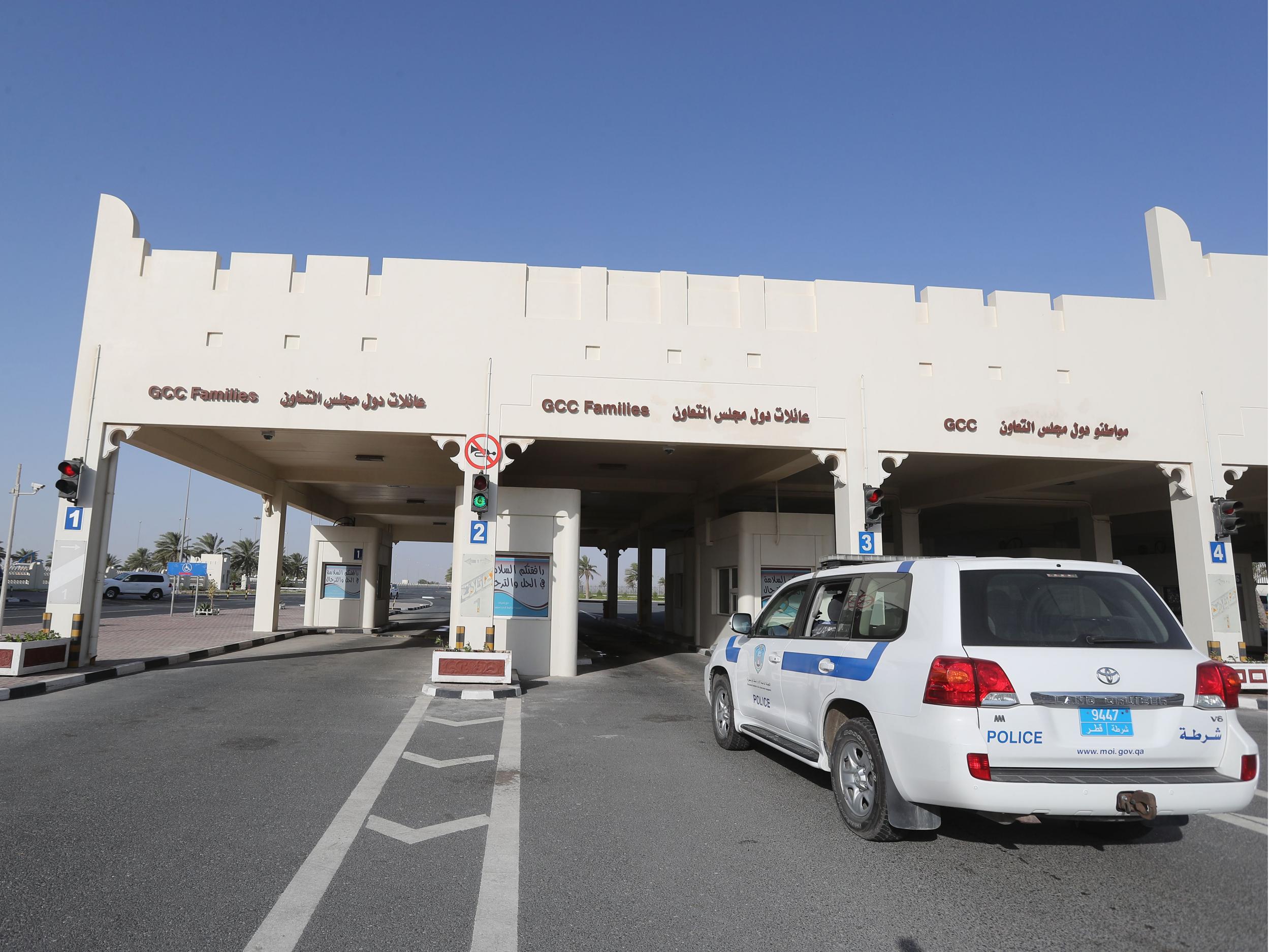 Qatari side of the Abu Samrah border crossing with Saudi Arabia: current borders would be totally changed under suggested plans by the Saudis to dig a canal between the nations