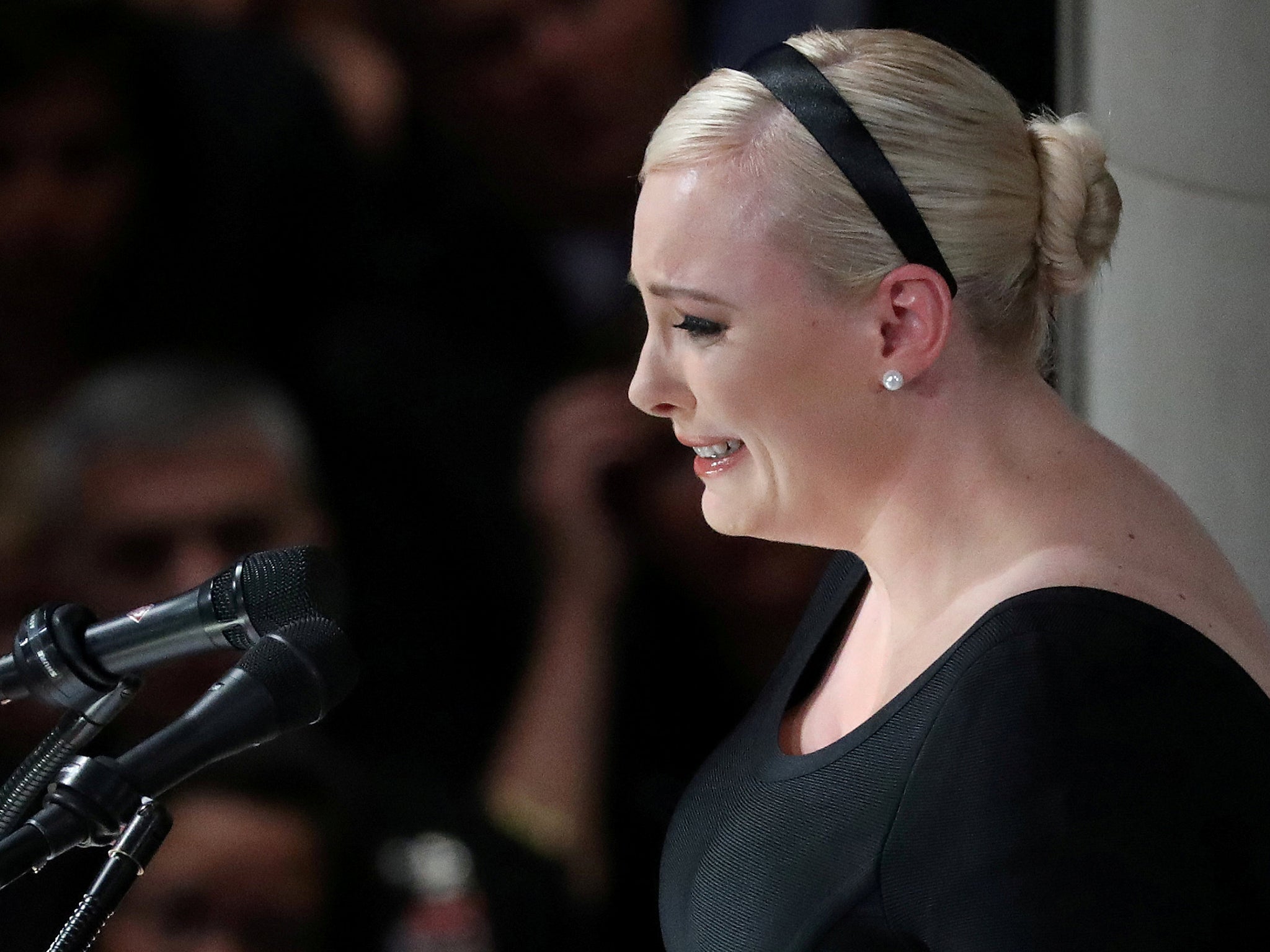 Meghan McCain speaks at the memorial service for her father.