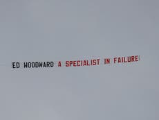 United fans fly anti-Woodward banner over Burnley match