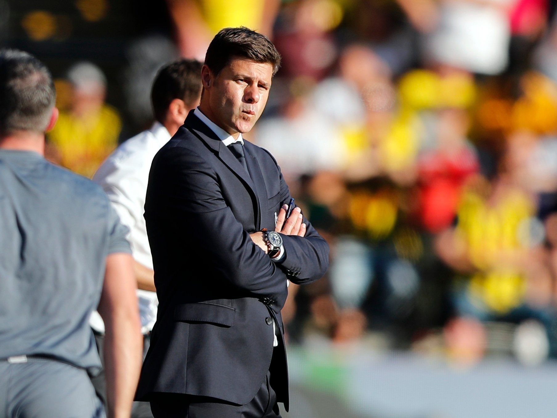 Mauricio Pochettino looks on during Tottenham's defeat against Watford