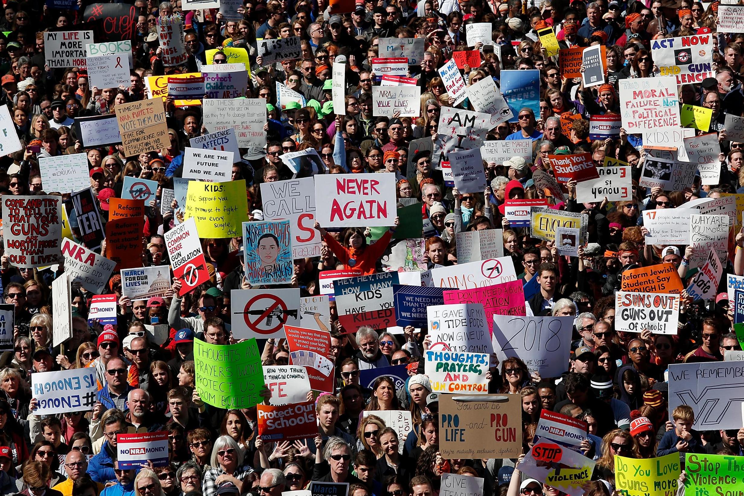 Hundreds of thousands of gun reform advocates attended the March for Our Lives rally on 24 March 2018 but a new study suggests gun owners are more politically active