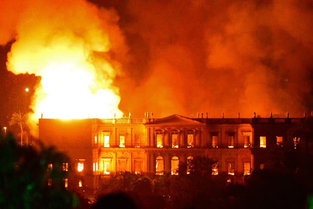 A massive fire engulfs the National Museum in Rio de Janeiro