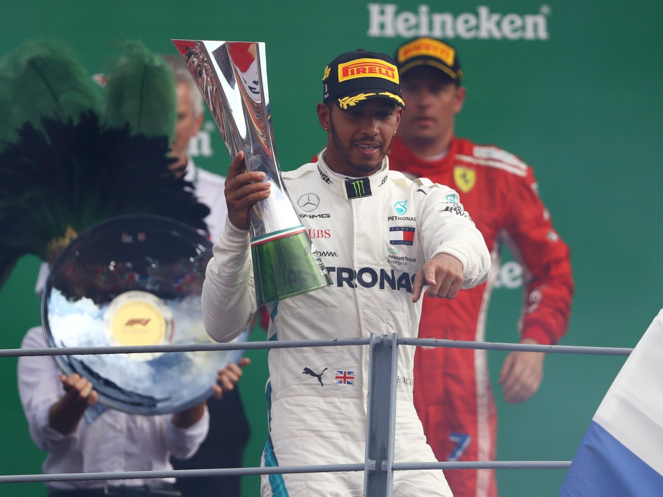 Lewis Hamilton equalled Michael Schumacher's record of five Italian Grand Prix wins
