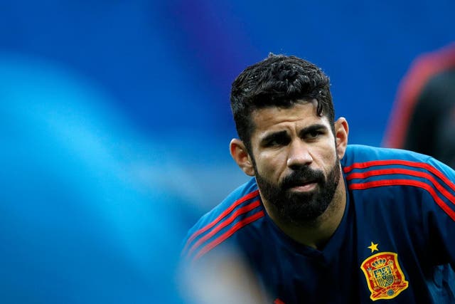 Spain's Diego Costa takes part  in a training session