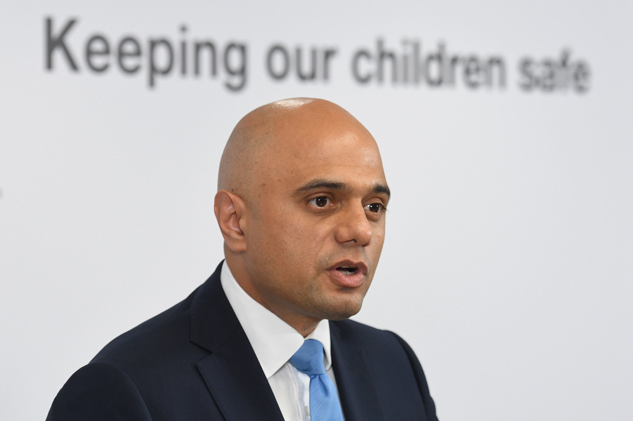 Home secretary Sajid Javid speaking at the NSPCC headquarters in London on child sex abuse images and exploitation on 3 September (Stefan Rousseau/PA Wire)