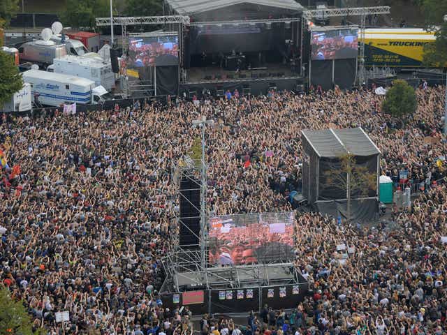 About estimated 60,000 attended an anti-racist concert in Chemnitz