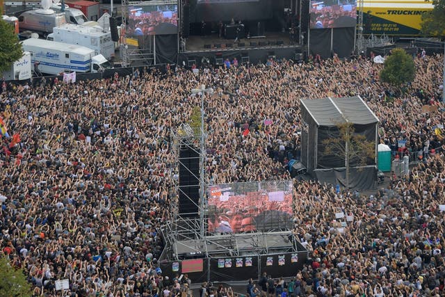 About estimated 60,000 attended an anti-racist concert in Chemnitz