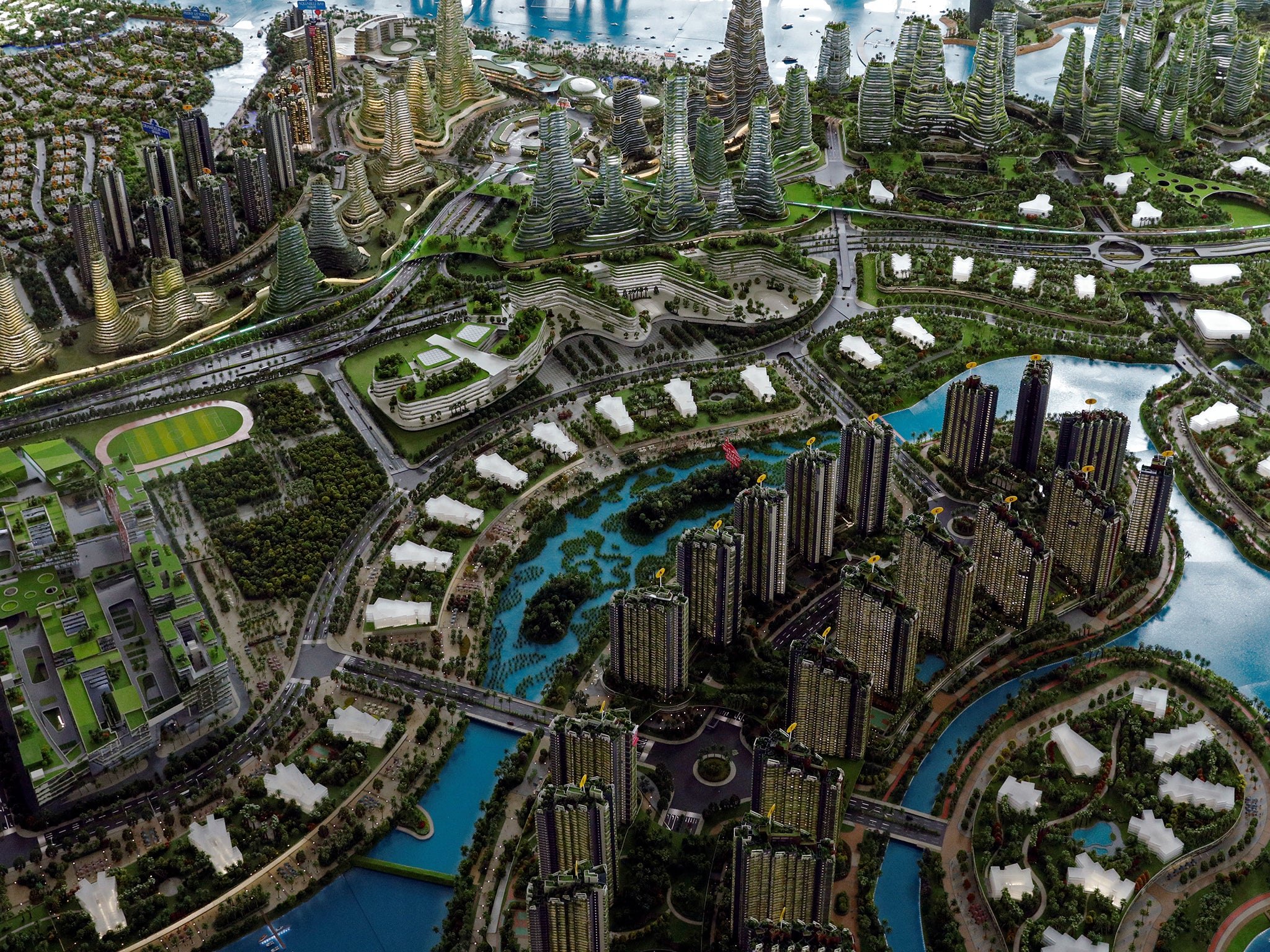 Malaysia’s Forest City is aiming for 700,000 residents with highrises on four artificial islands (Reuters)