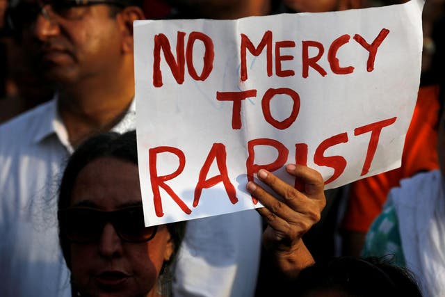 Protesters at a demonstration in April following a string of child rapes in India