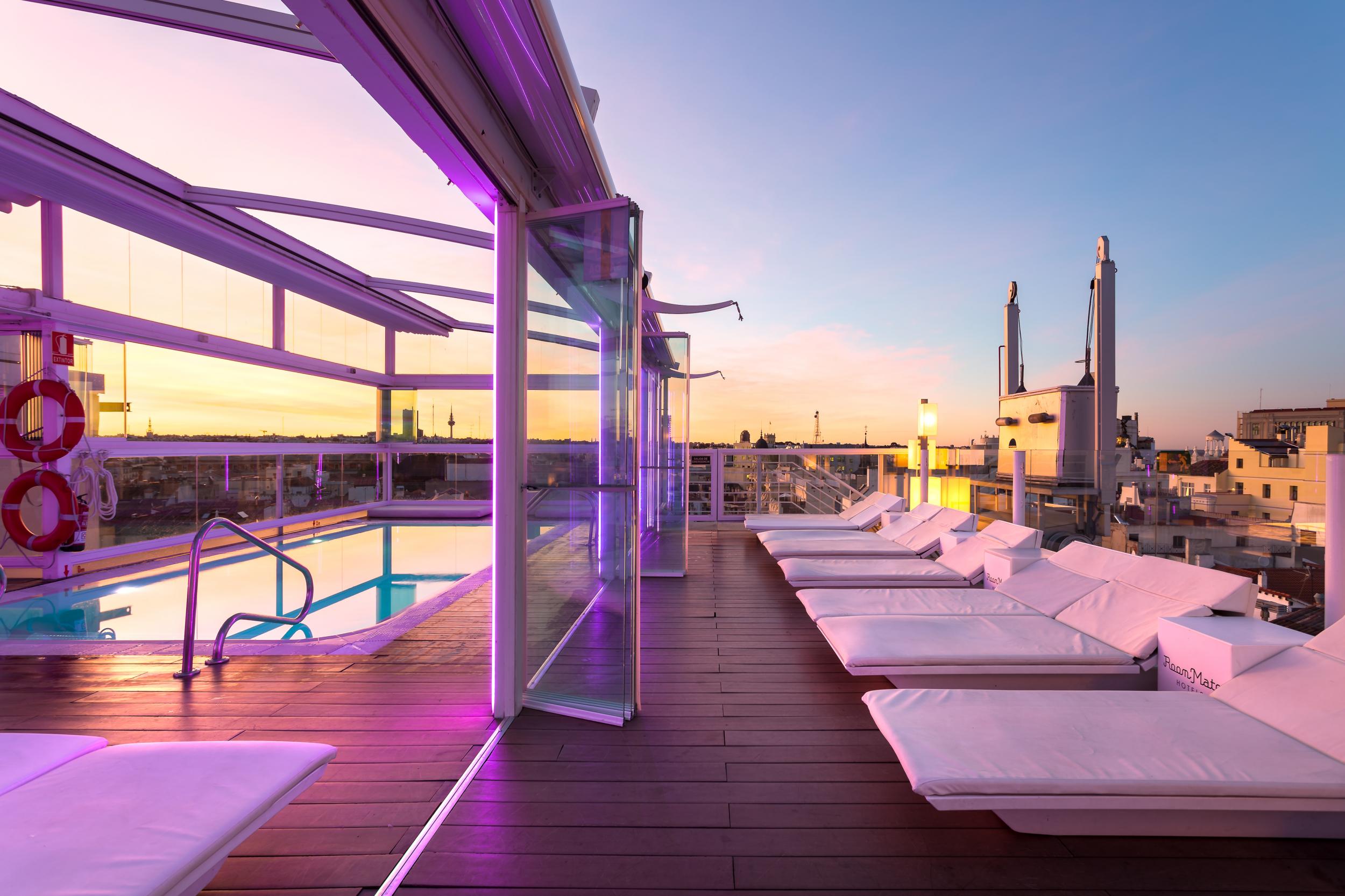Room Mate Óscar's rooftop pool area is one of the most fashionable summer hang-outs in Madrid