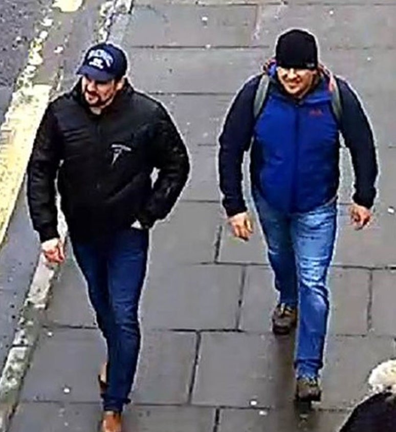 The two suspects were caught on CCTV in London and Salisbury in the two days leading up to the attack (PA)