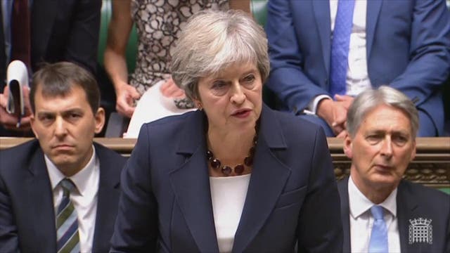 Theresa May informing MPs that the suspects are Russian spies on 5 September