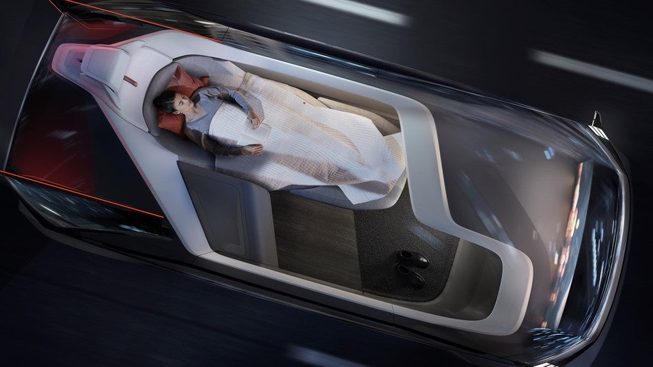 The autonomous concept allows passengers to fully recline into a sleeping position