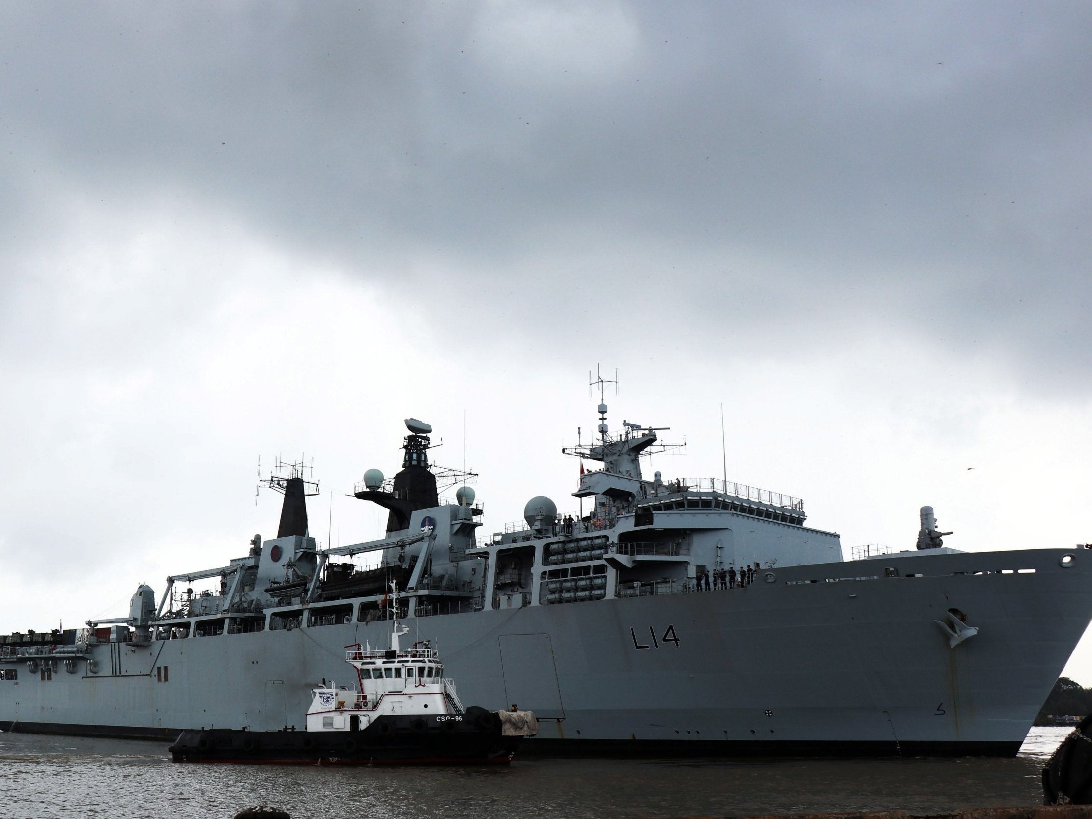 HMS Albion docked at a port in Ho Chi Minh, Vietnam, after it passed near the Paracel Islands in the disputed South China Sea