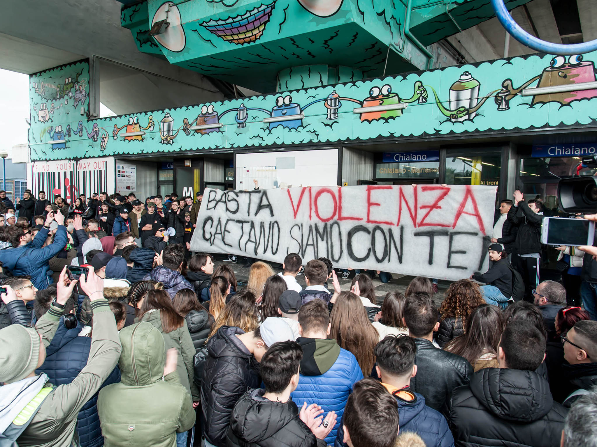 An anti-baby gang protest in Naples