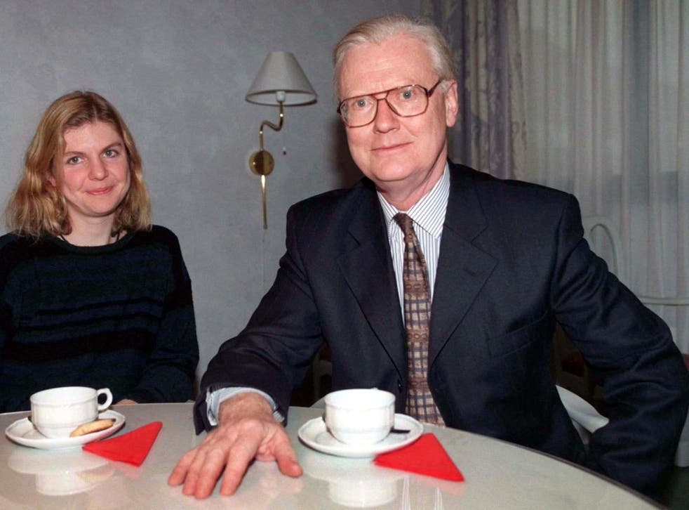 Mirrlees with his daughter Catriona before he collected his award in Stockholm in 1996