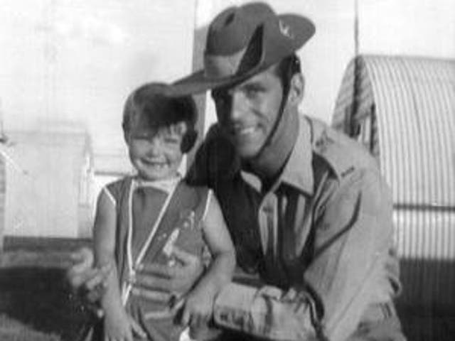 <p>Cheryl Grimmer with her father, John, before her disappearance</p>