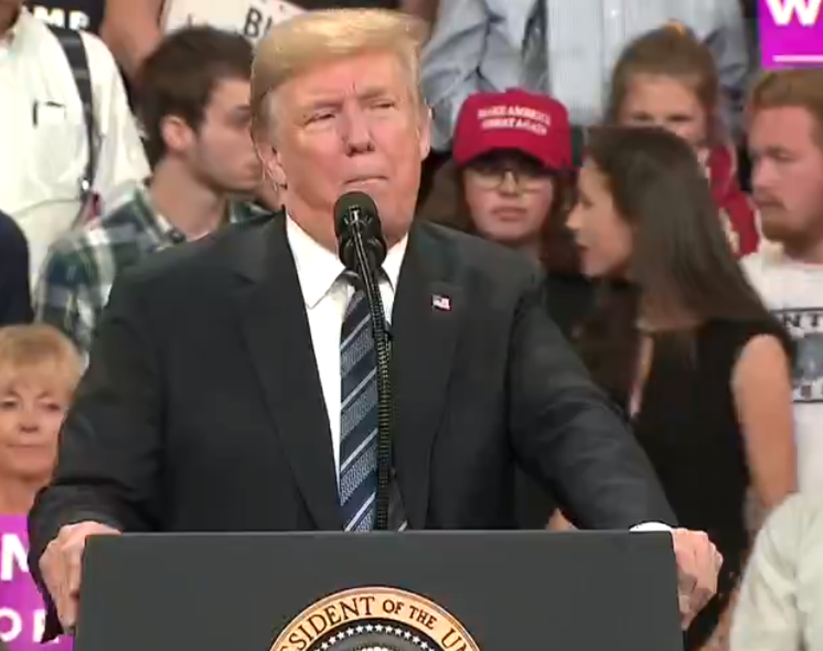 People standing behind Trump at rally forced to make way for young ...