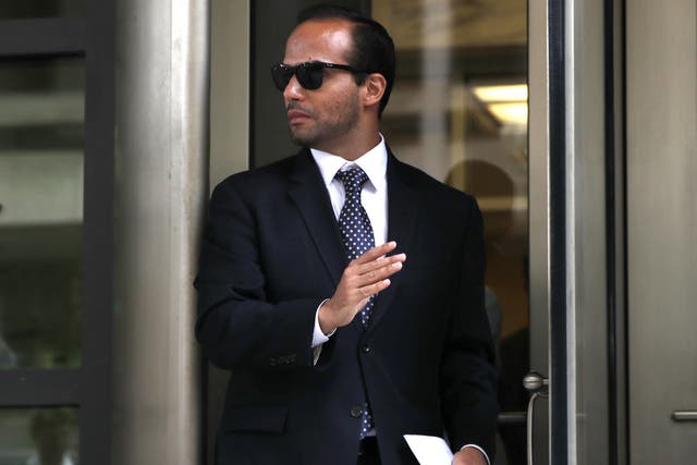 Former Donald Trump presidential campaign foreign policy adviser George Papadopoulos leaves court in Washington DC