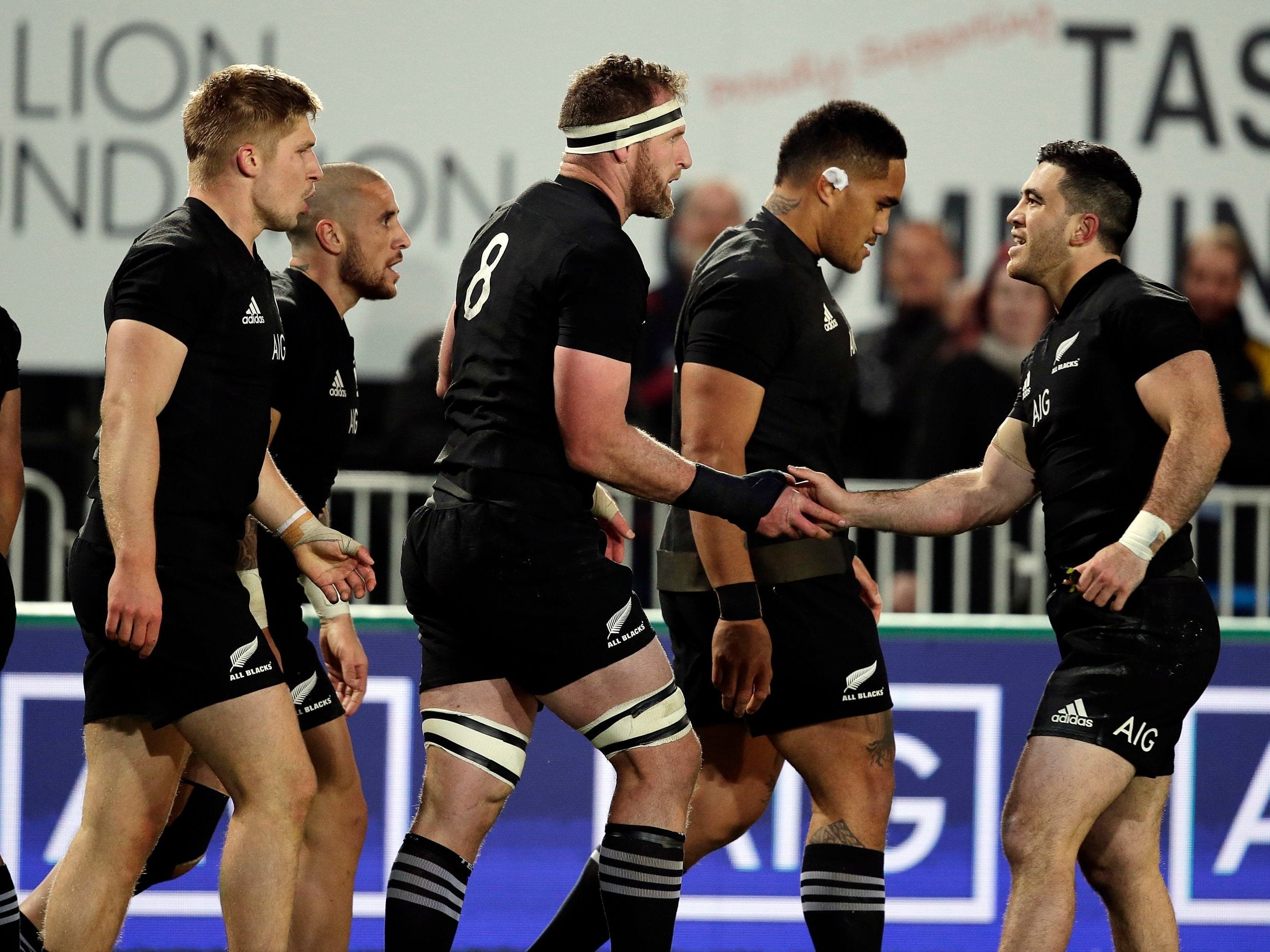Kieran Read celebrates after scoring a try for the All Blacks