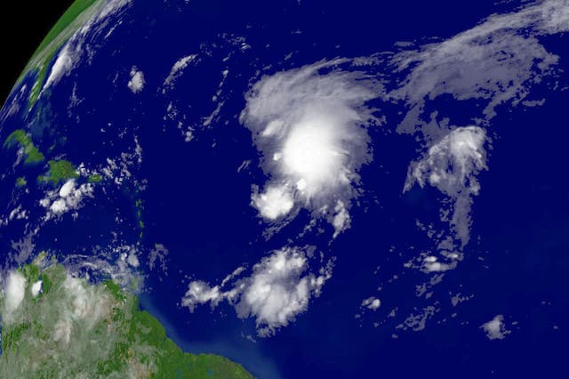 Tropical Storm Florence gathering in the Atlantic Ocean