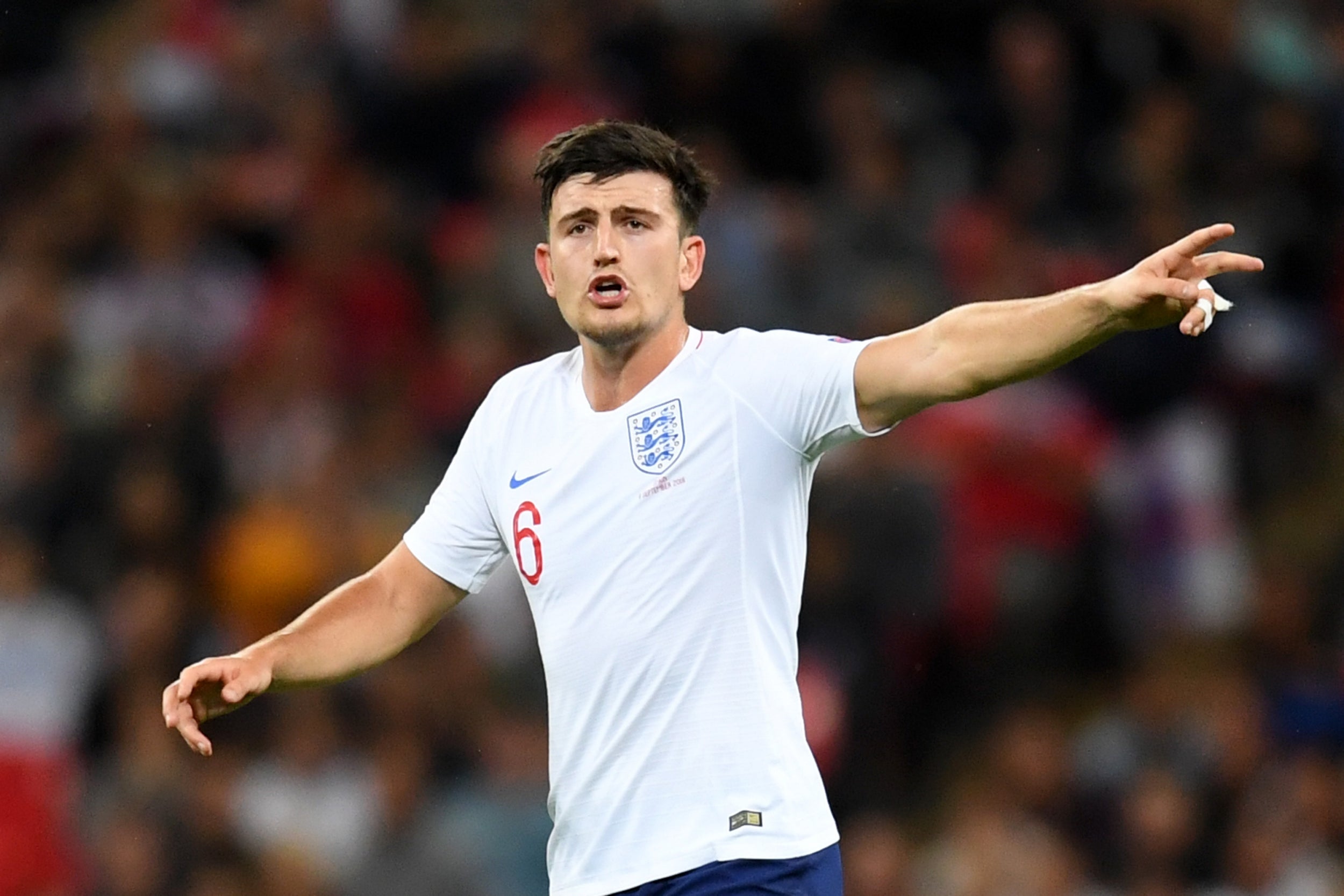 Harry Maguire in action for England
