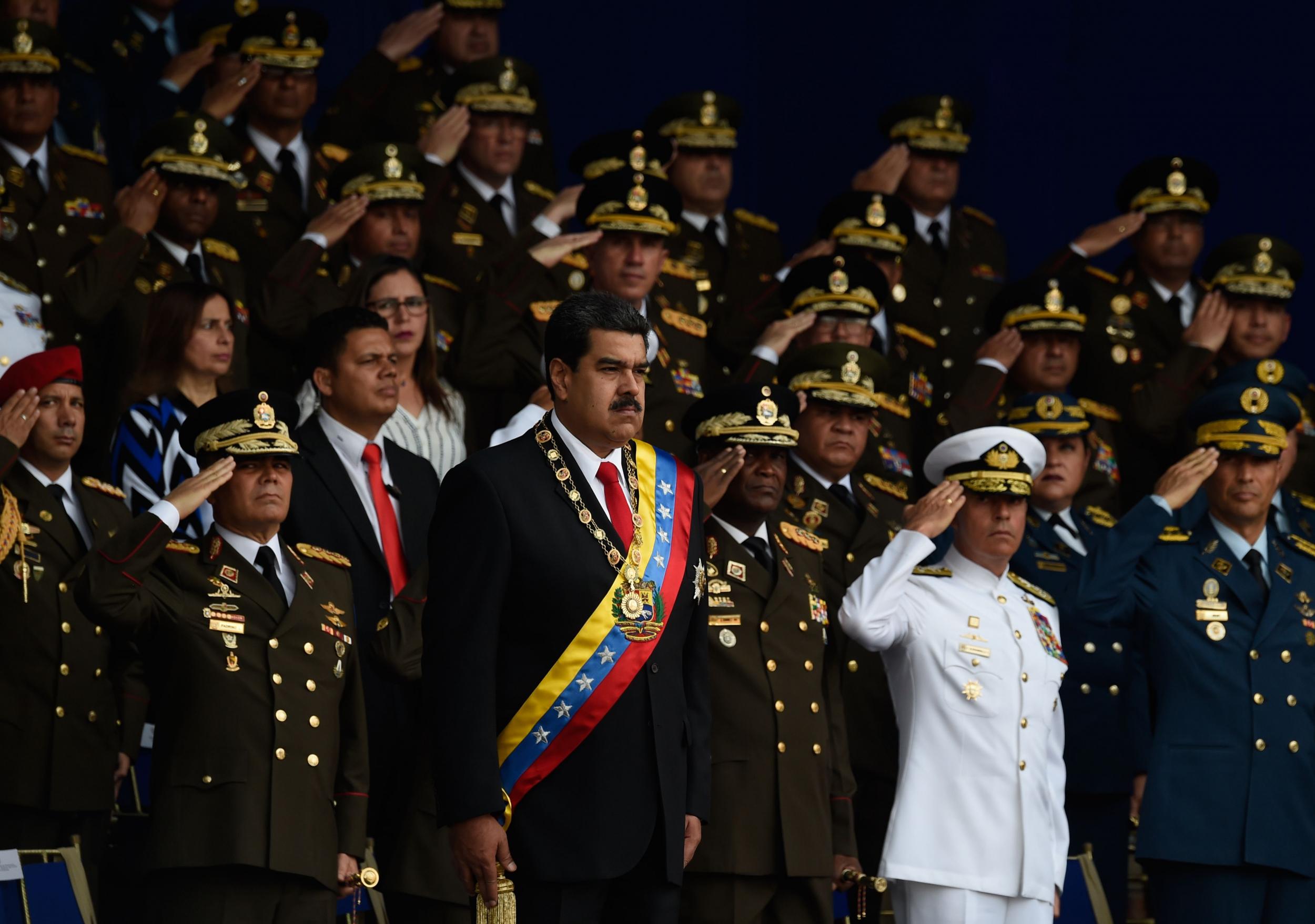 Venezuelan President Nicolas Maduro attends a ceremony to celebrate the 81st anniversary of the National Guard
