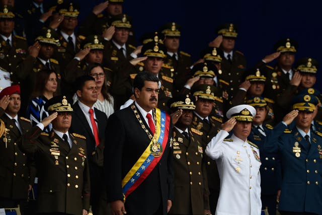 Venezuelan President Nicolas Maduro attends a ceremony to celebrate the 81st anniversary of the National Guard