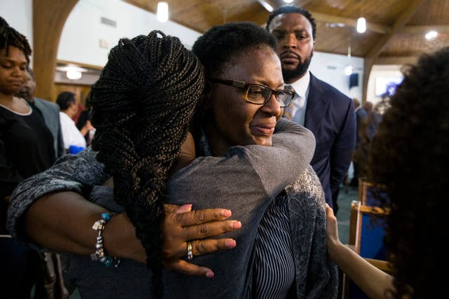 Allison Jean attends a prayer vigil for her son Botham Jean, shot and killed Thursday