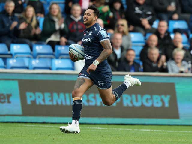Denny Solomona scored a first-half try for Sale in front of watching England head coach Eddie Jones