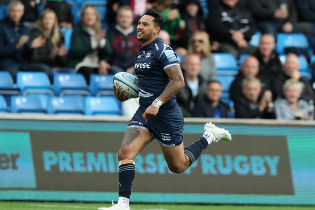 Denny Solomona scored a first-half try for Sale in front of watching England head coach Eddie Jones