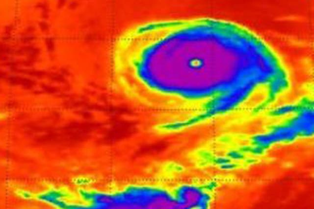 Infrared imagery taken from Nasa's Aqua satellite shows Hurricane Olivia's eye