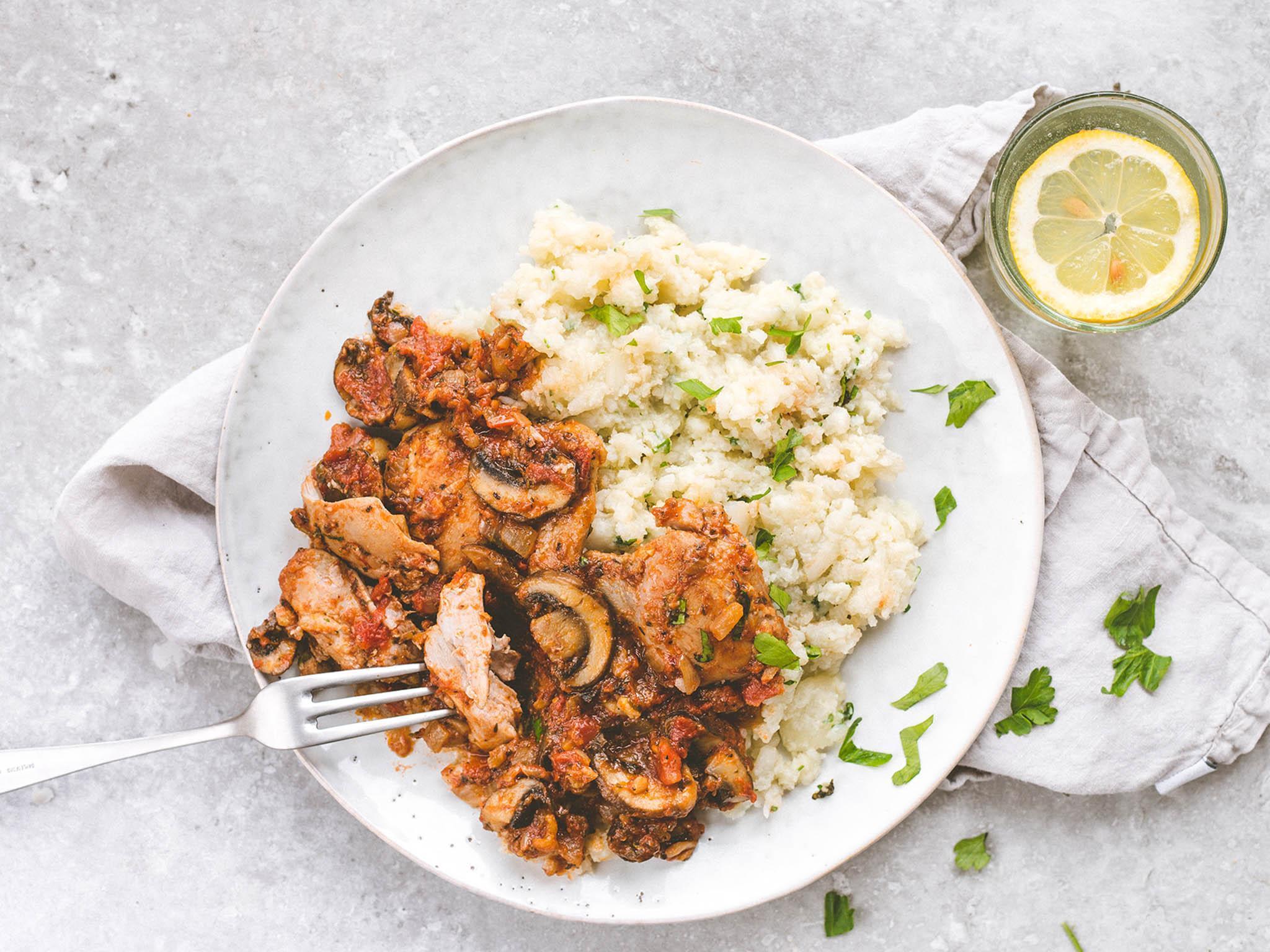 How to make chicken chasseur with cauliflower mash The