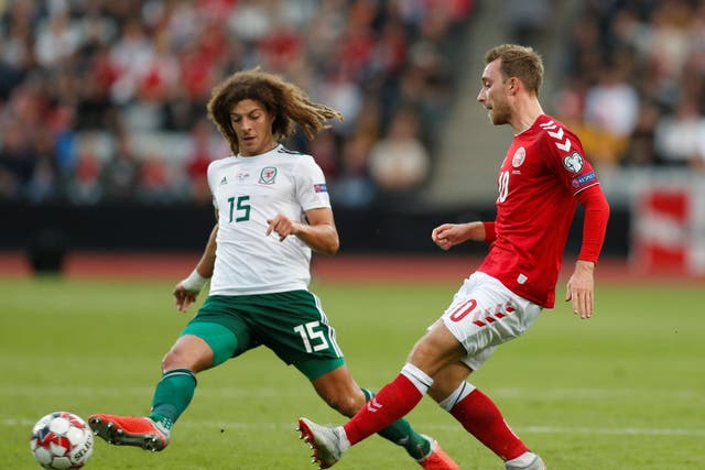 Ethan Ampadu playing against Denmark in the Nations League