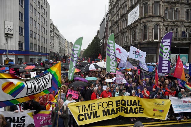 Today, civil rights like same sex marriage and abortion which are available across the UK are denied to citizens in Northern Ireland