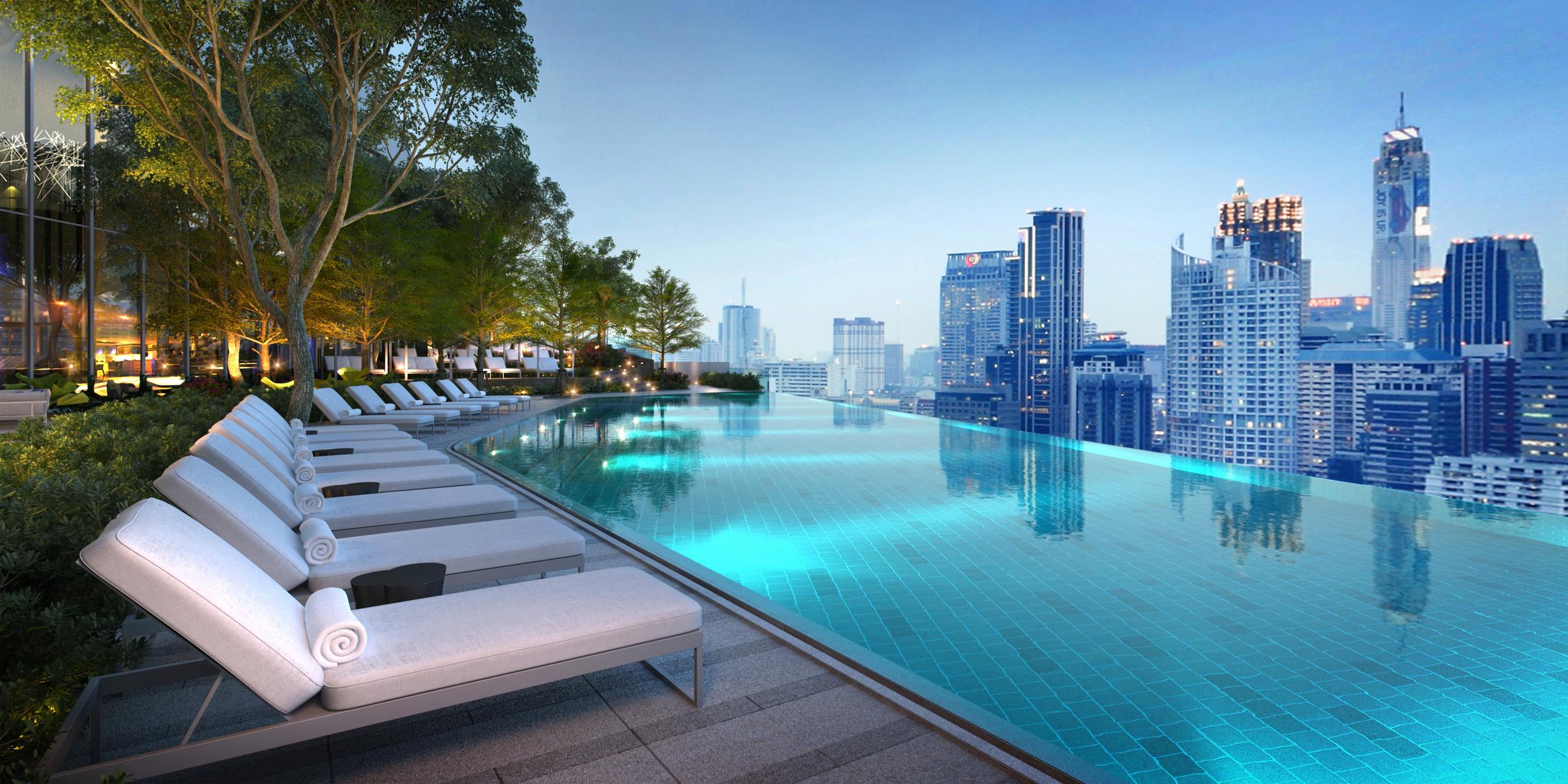 Park Hyatt Bangkok's rooftop infinity pool offers incredible views of the city