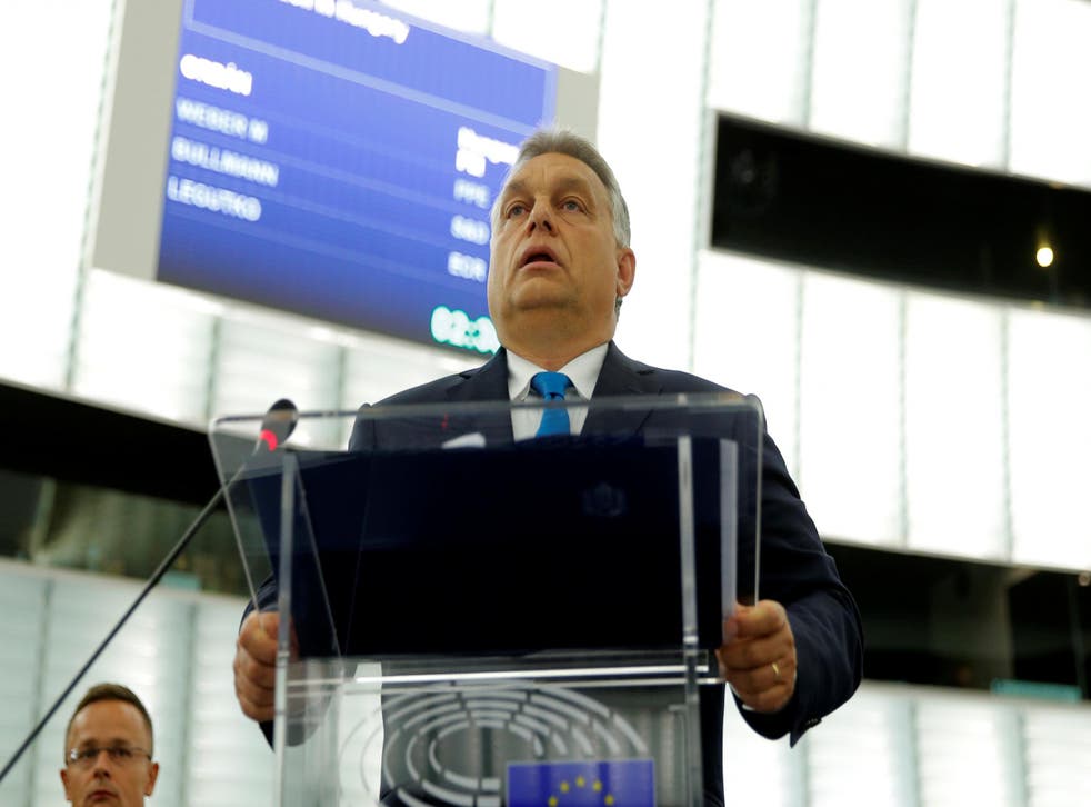 Orban speaks at the European Parliament in Strasbourg
