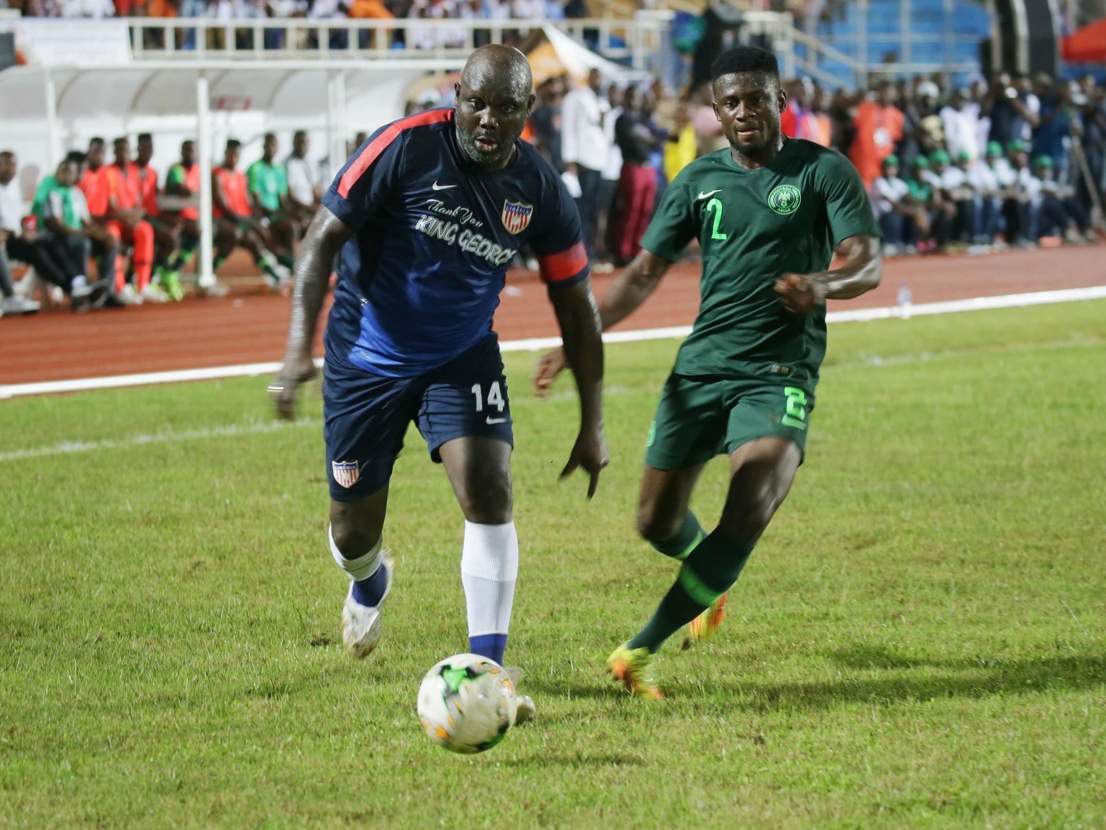 Liberia's president George Weah in action