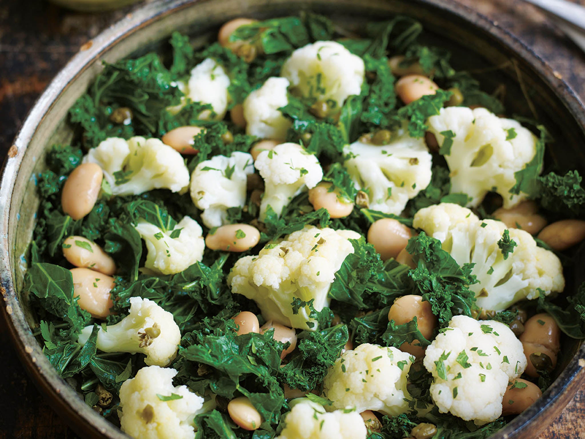 Hearty yet healthy, cauliflower and kale both contain many nutrients