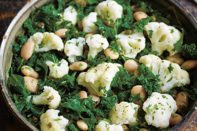 Hearty yet healthy, cauliflower and kale both contain many nutrients