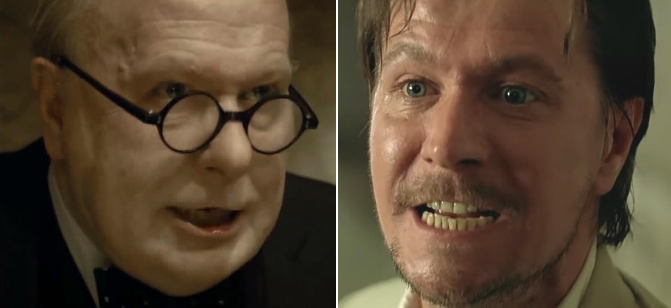 Gary Oldman as the very real Winston Churchill in 2017’s ‘Darkest Hour’ and fictitious Norman Stansfield in 1994’s ‘Léon: The Professional’ (Universal/Buena Vista)