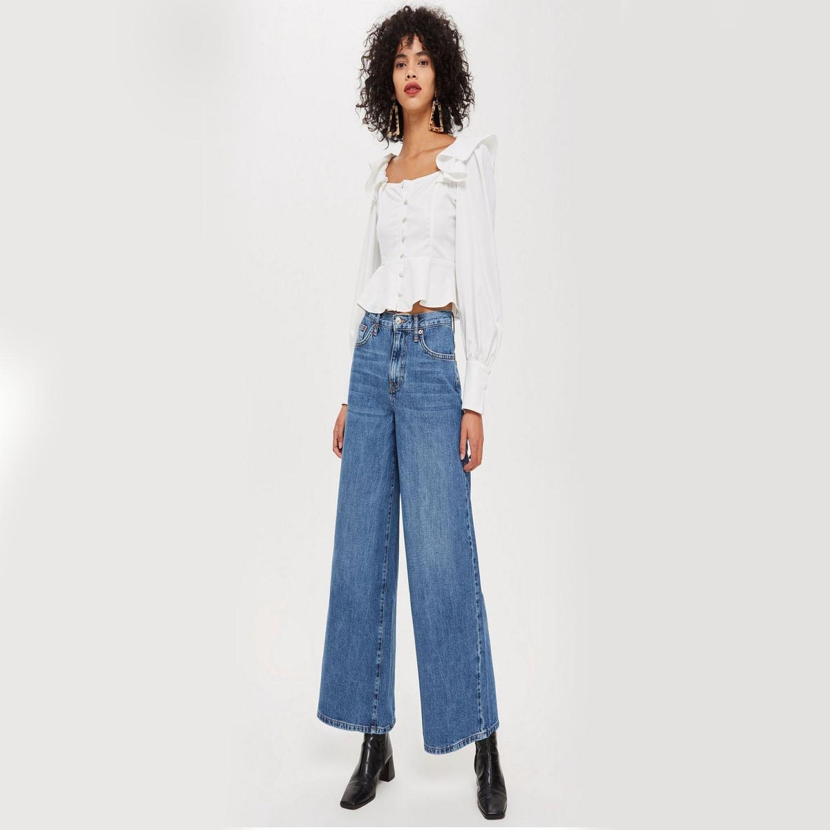 Topshop wide leg jeans in off white