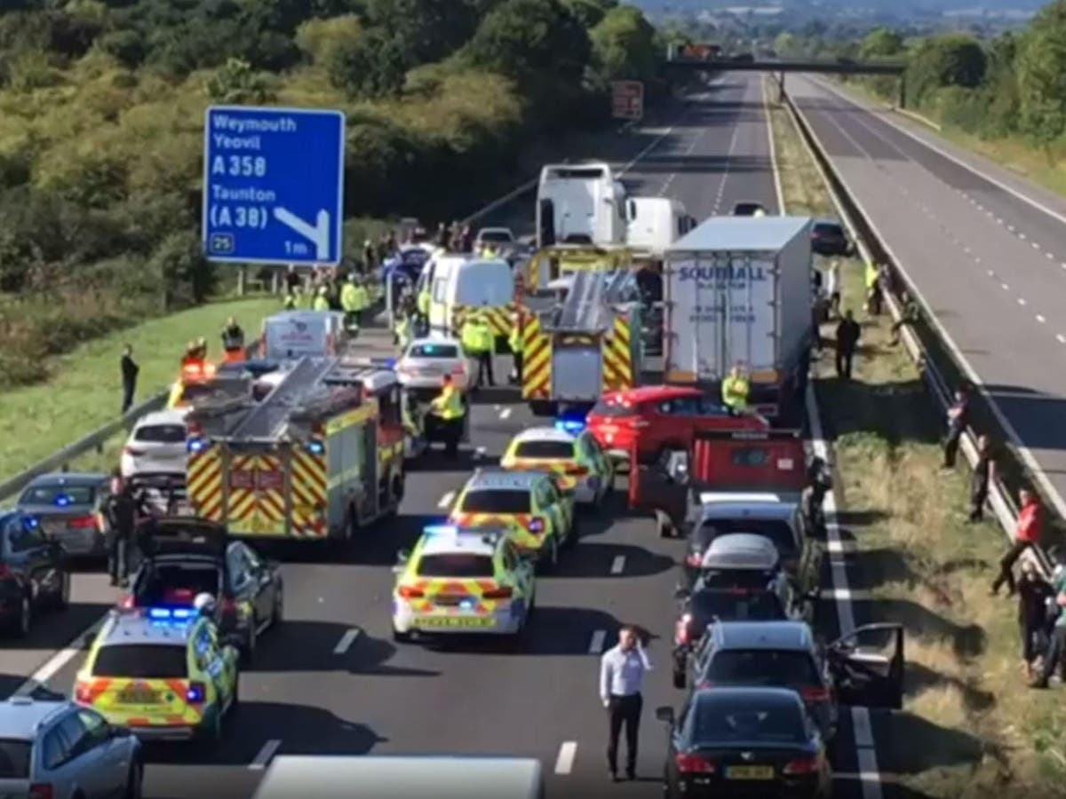 M5 crash Motorway closed after two killed and four injured as lorry