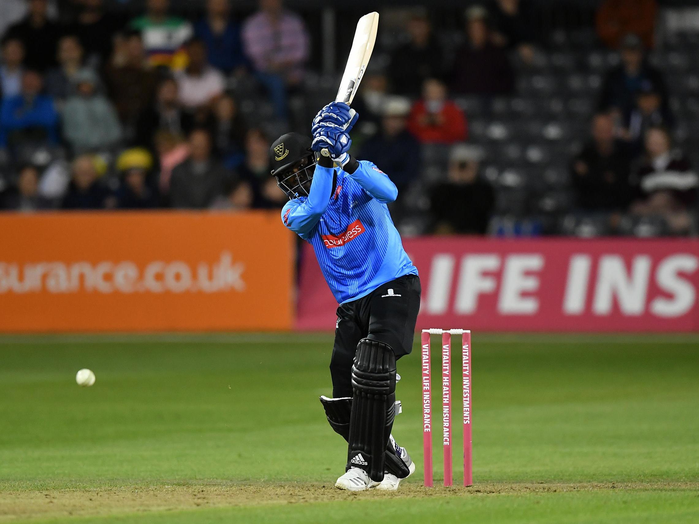 The 23-year-old bats for Sussex during a Vitality Blast match against Gloucestershire