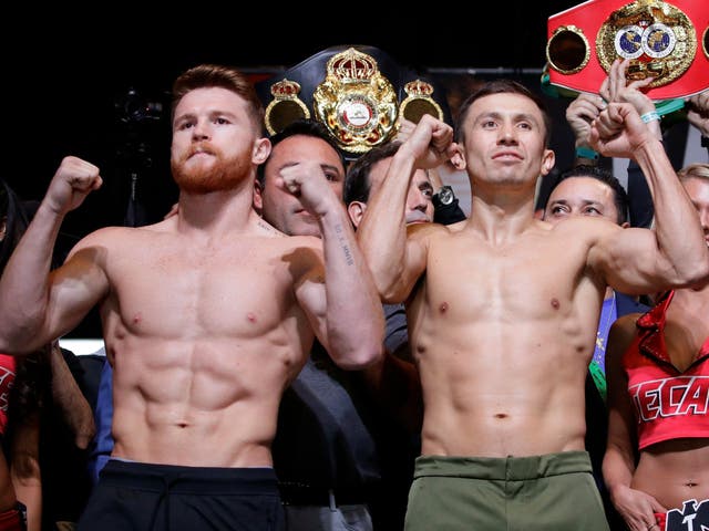 <p>Saul ‘Canelo’ Alvarez (left) and rival Gennady Golovkin have fought one another twice </p>