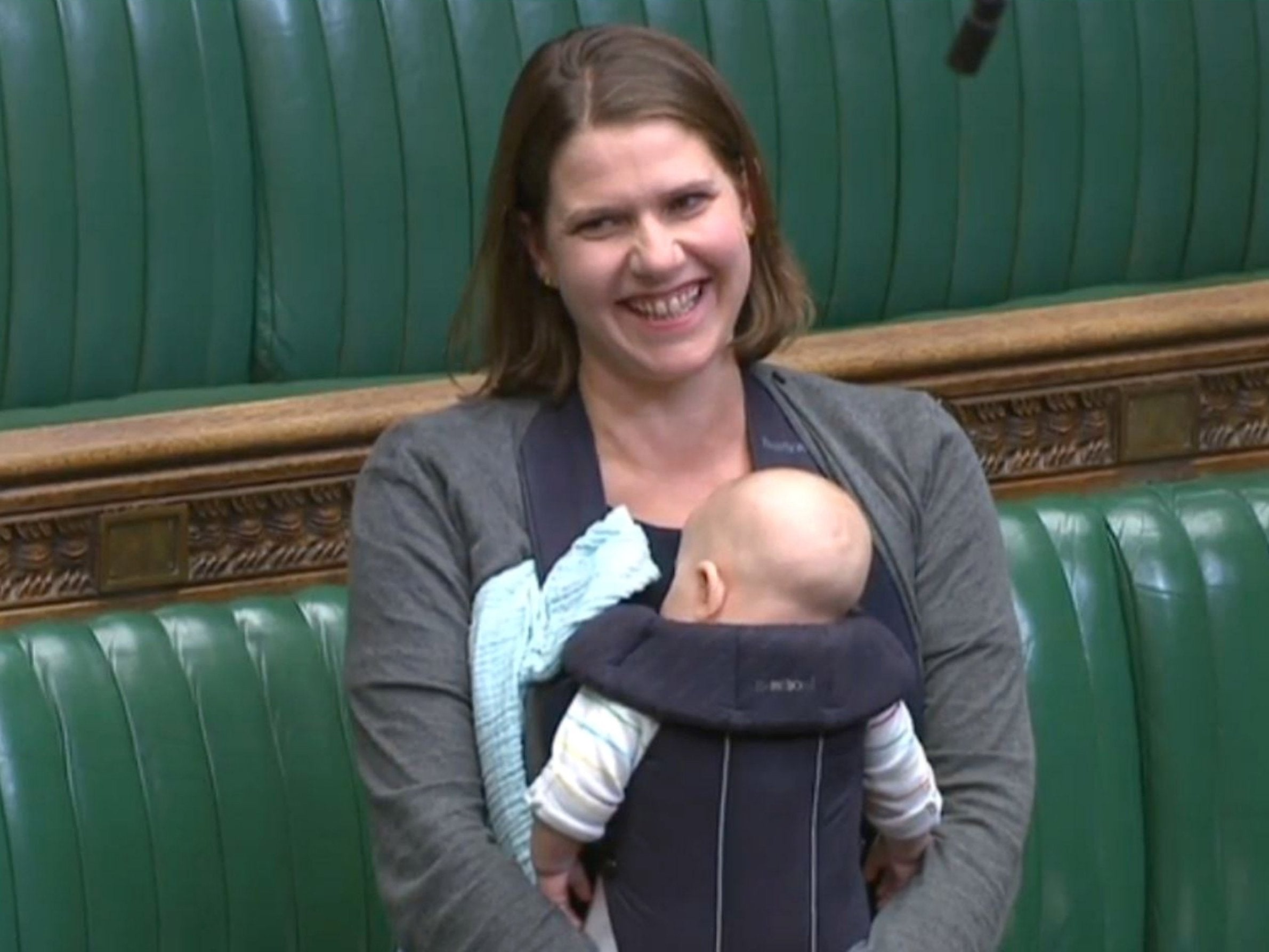 Jo Swinson brought her baby into the House of Commons chamber in a sling