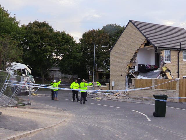 The house is Barnsley has been left severely damaged after being hit by a lorry