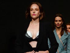 Model uses breast pump on the catwalk at London Fashion Week