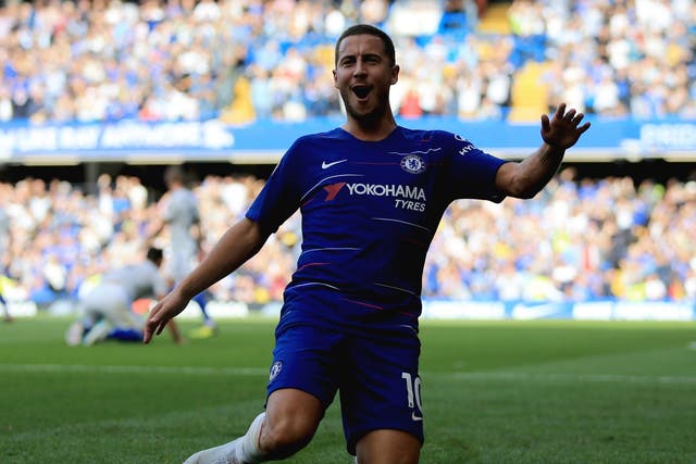 Eden Hazard celebrates after putting Chelsea ahead of Cardiff