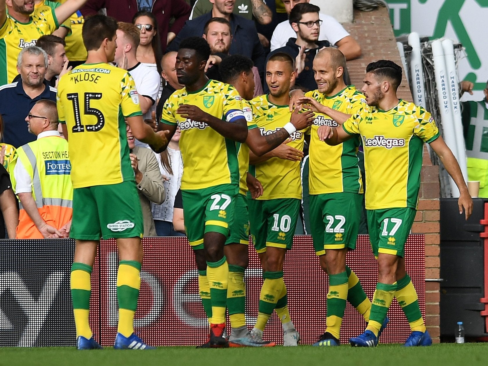 Teemu Pukki celebrates scoring the winning goal for Norwich